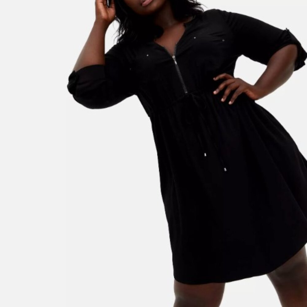NWT size 3 Torrid Mini Challis Zip-Front Shirt Dress - Picture 2 of 6